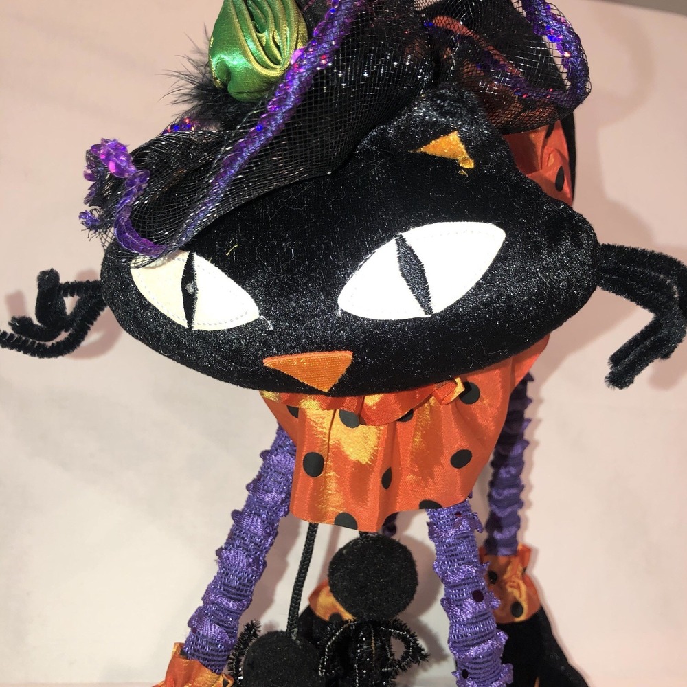 HALLOWEEN Pier 1 Black Cat Dangling Spiders Beanbag weighted feet Witch Hat - Picture 3 of 10
